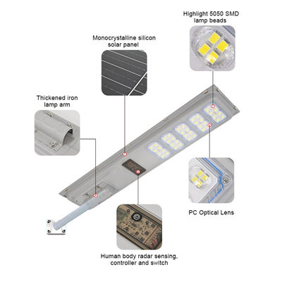 All-in-one zasilane energią słoneczną światło uliczne LED zdalne sterowanie wodoodporny czujnik ruchu do użytku na zewnątrz